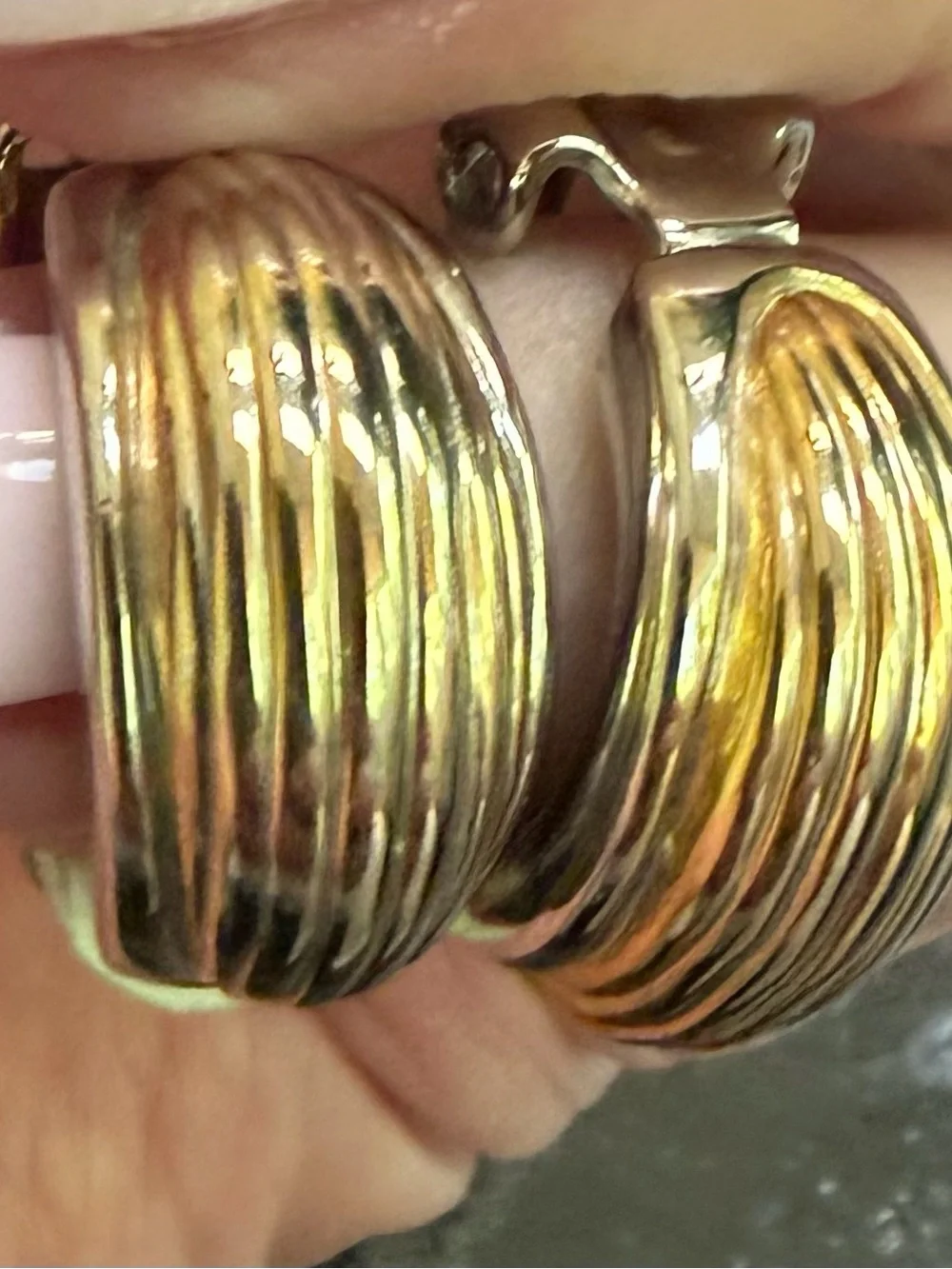 TWO Pair of Gold Clip-on Earrings Acorn & Huggies
